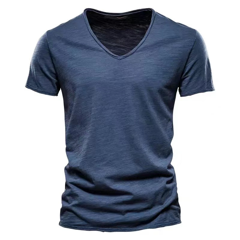 Men's Fashion Slim V-Neck Short Sleeve T-shirts Navy