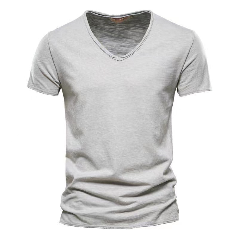 Men's Fashion Slim V-Neck Short Sleeve T-shirts Gray